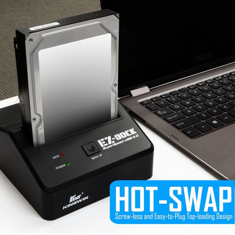 Kingwin USB 3.0 Hard Drive Docking Station for 2.5â€ & 3.5â€ SATA HDD/SSD, Hot Swap, Tool-Free, UASP Support, 5Gbps High-Speed Transfer, PC Laptop Backup & Storage. - Image 3